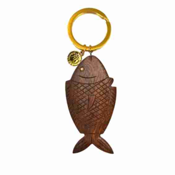 Small Caspia Keychain Dark Wood