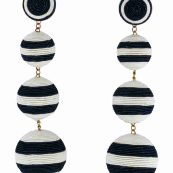 Silk Cord Four Ball Clip-On Earrings