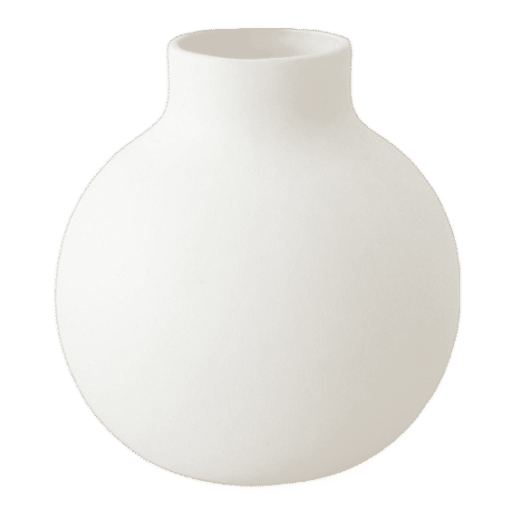 Creamy White Round Ceramic Vase - 8"