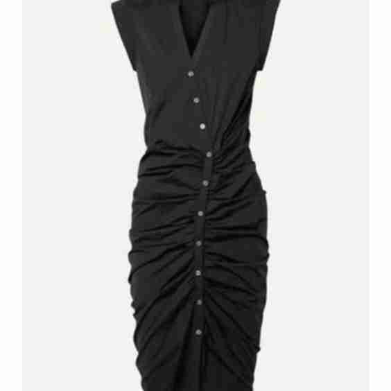 Ruched Stretch-Cotton Poplin Midi Dress