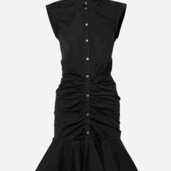 Bell Ruched Stretch-Cotton Poplin Dress