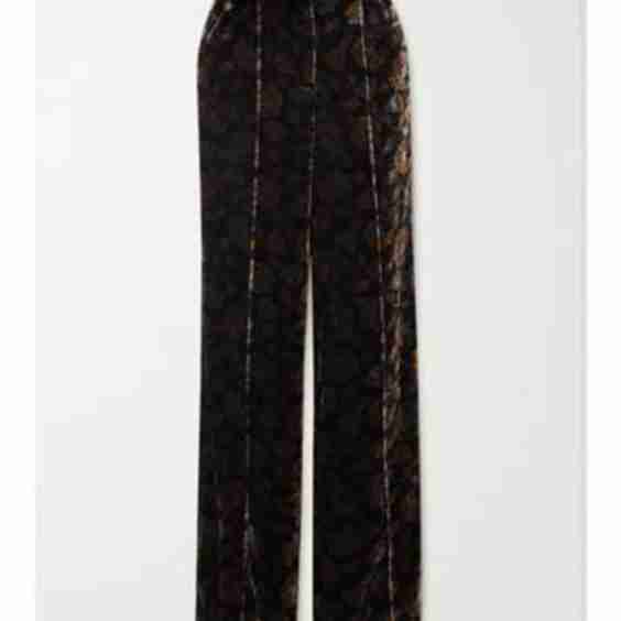 Edia Velvet-Jacquard Wide-Leg Pants