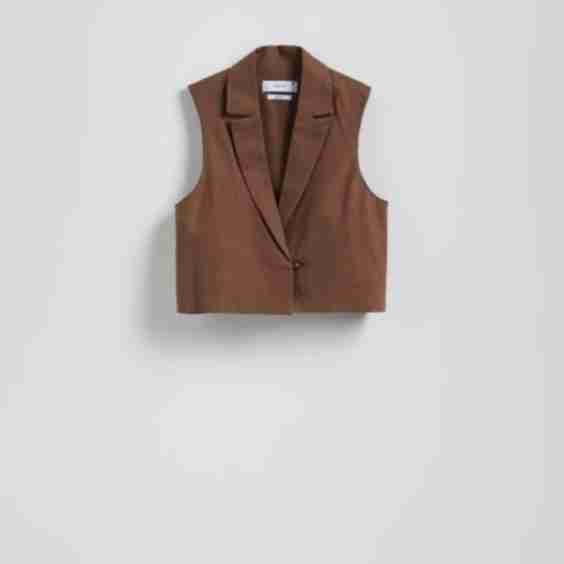 Short Linen Blend Vest