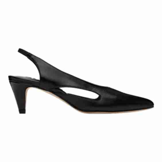 Black Creased Calf Leather Slingback Pump