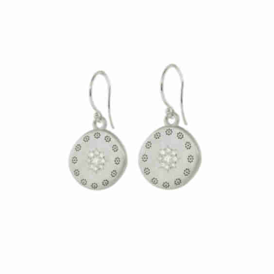 Silver And Diamond Large Cluster Earrings