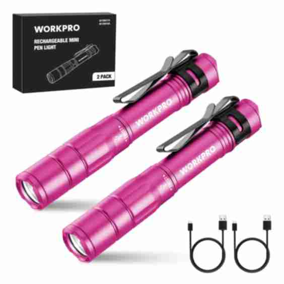 2 Pack Mini EDC Rechargeable Pen Light with Clip, Memory Function and 2 x USB C Cable Included