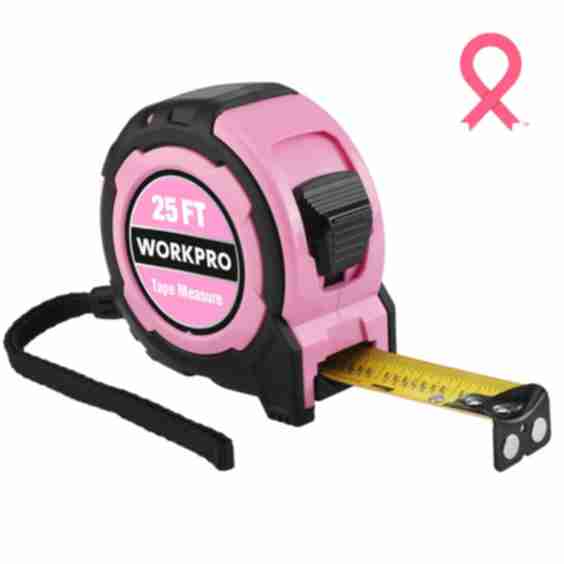 25FT Pink Magnetic Hook Measuring Tape, 1/32" Accuracy with Retractable Nylon Coating & Belt Clip