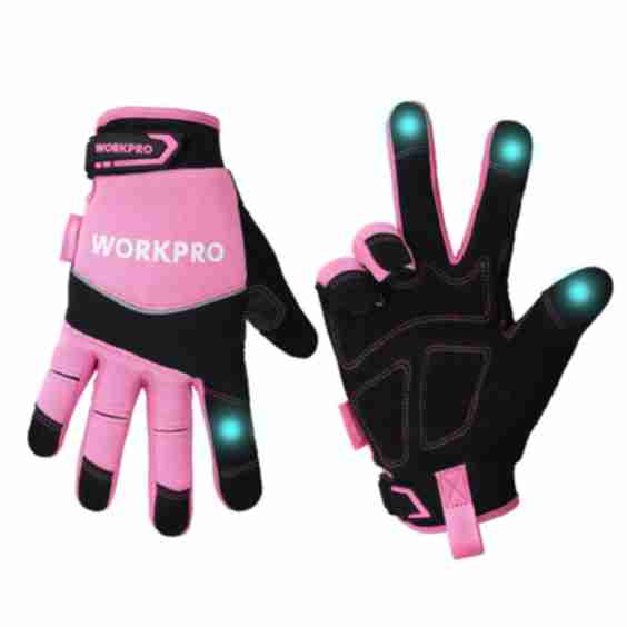 Safety Work Gloves, Touch Screen, Terry Fabric, Non-Slip Pink Working Gloves 