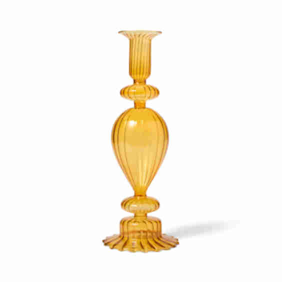 Orange Glass Taper Candle Holder, 9.8"