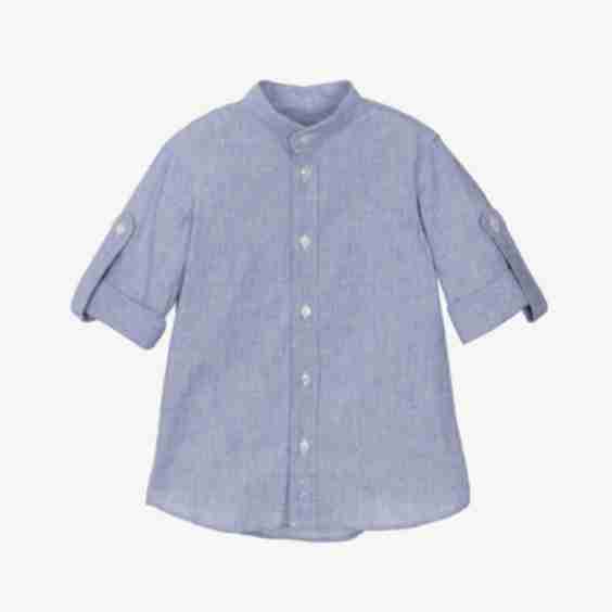Boys Cotton & Linen Collarless Shirt