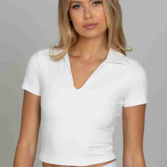 Preppy V-Neck Polo Top
