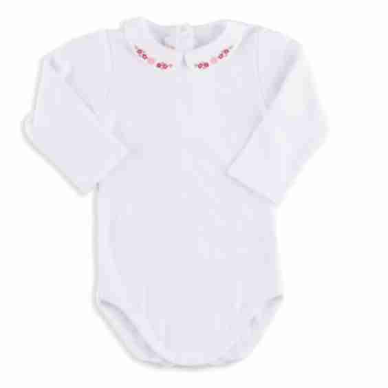Camille Pink Flower Embroidered Bodysuit
