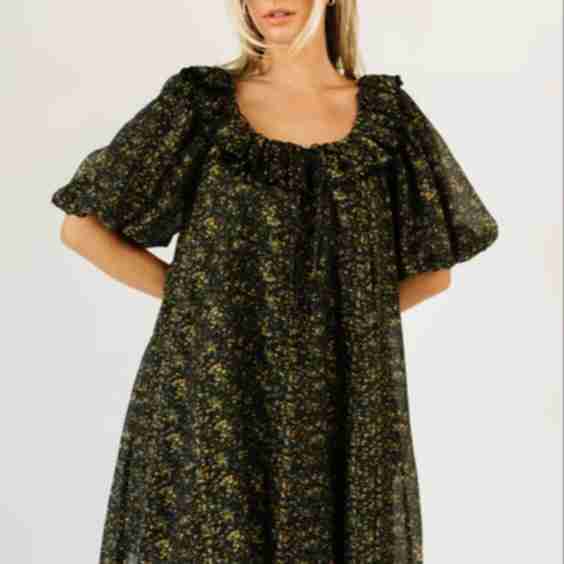 Mini Good Luck Puff Sleeve Dress