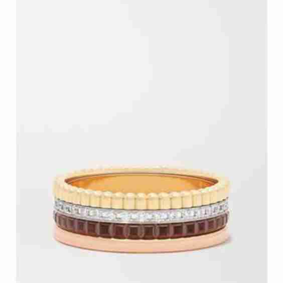 Quatre Classique Small 18-Karat Yellow, White And Rose Gold, Pvd And Diamond Ring
