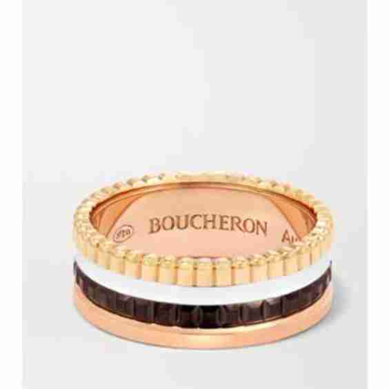 Quatre Classique Small 18-Karat Yellow, White And Rose Gold And Pvd Ring