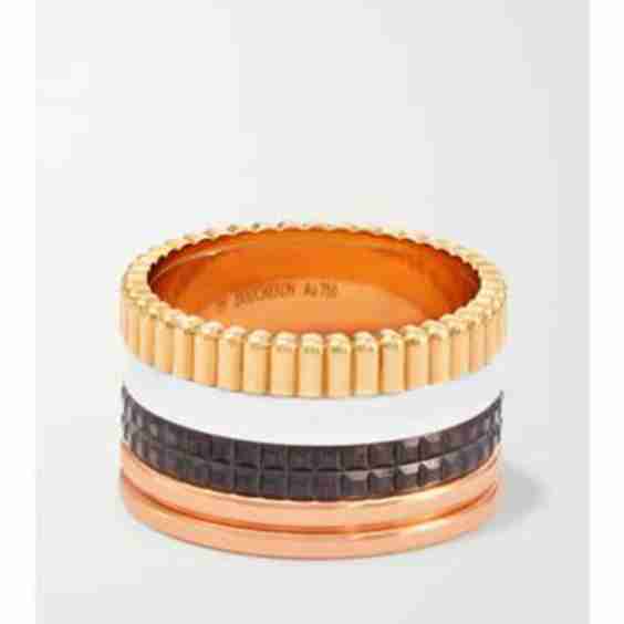 Quatre Classique Large 18-Karat Yellow, White And Rose Gold And Pvd Ring