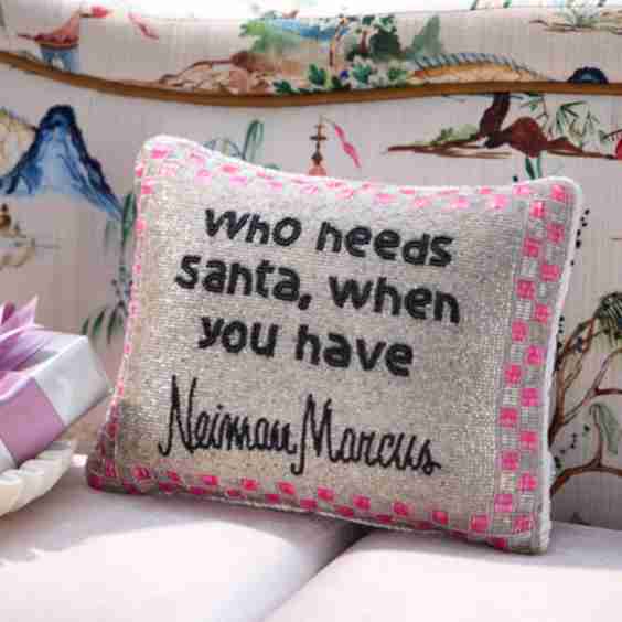 Who Needs Santa Beaded Pillow, 9" x 11"