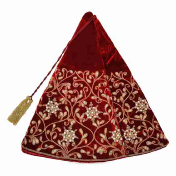 Mehrab Master Embroidered Floral & Pearl Christmas Tree Skirt