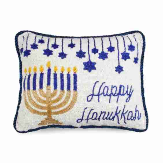 Happy Hanukkah Hand Beaded Pillow