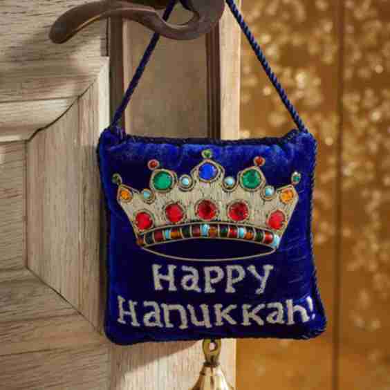 Happy Hanukkah Embroidered Doorknocker