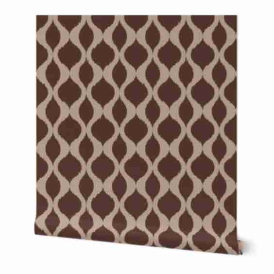 Wallpaper in Large Ikat Ogee Abstract Geometric Midcentury Mod