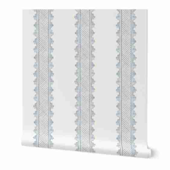 Clarabelle Quiet Blue On Cream Wallpaper