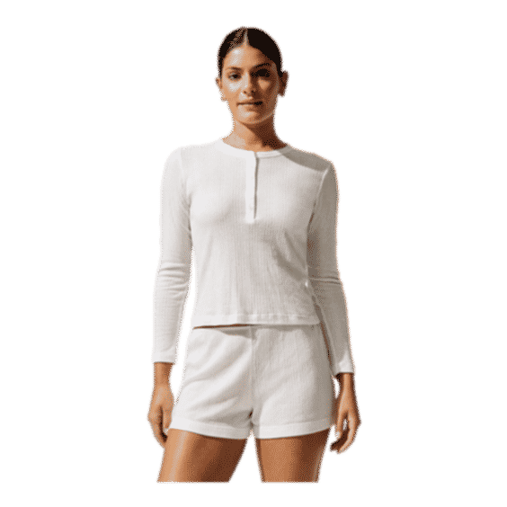 Mari Long Sleeve Henley - White