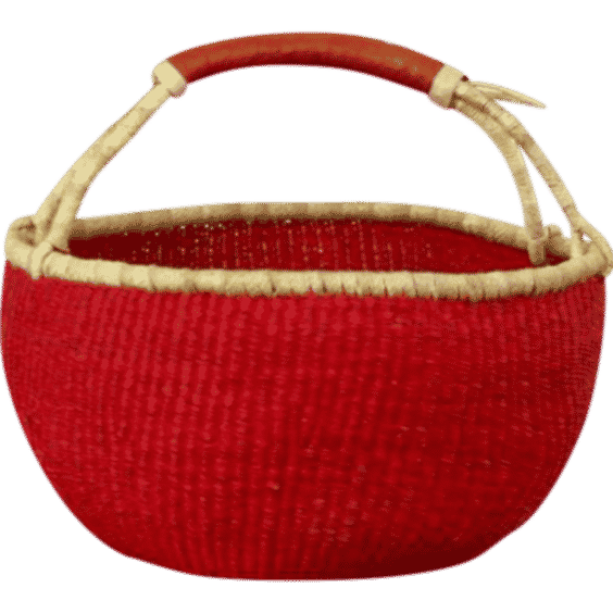 African Large Red Ghana Woven Basket