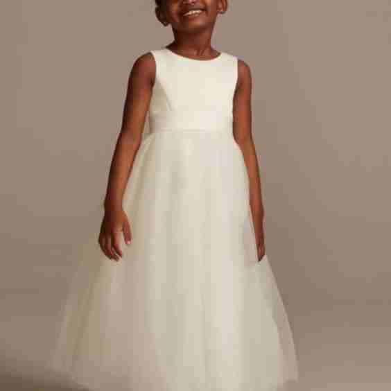 Satin Flower Girl Dress With Tulle Skirt