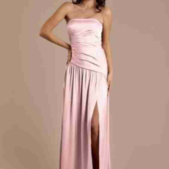 Matte Satin Strapless Drop Waist Dress