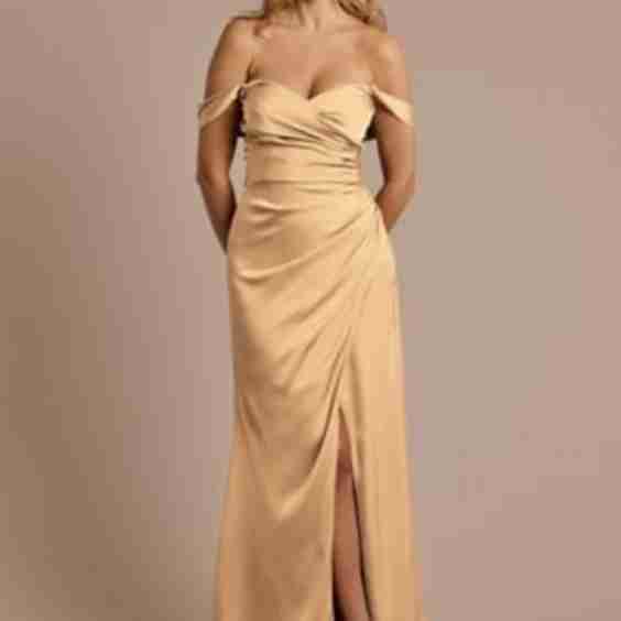 Matte Satin Off The Shoulder Sheath Dress