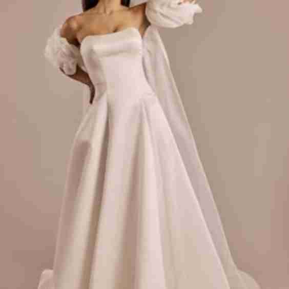 Satin A Line Wedding Dress With Removable Cape