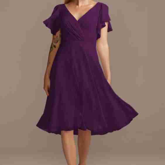 Flutter Sleeve Chiffon Short Dress