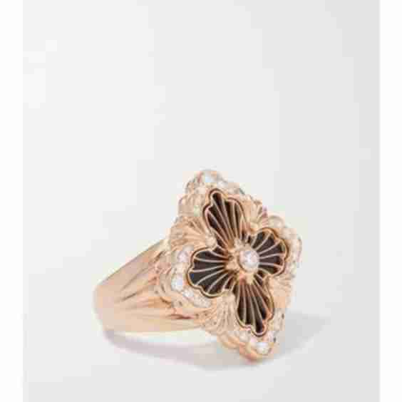 Opera Tulle 18-Karat Rose Gold, Onyx And Diamond Ring