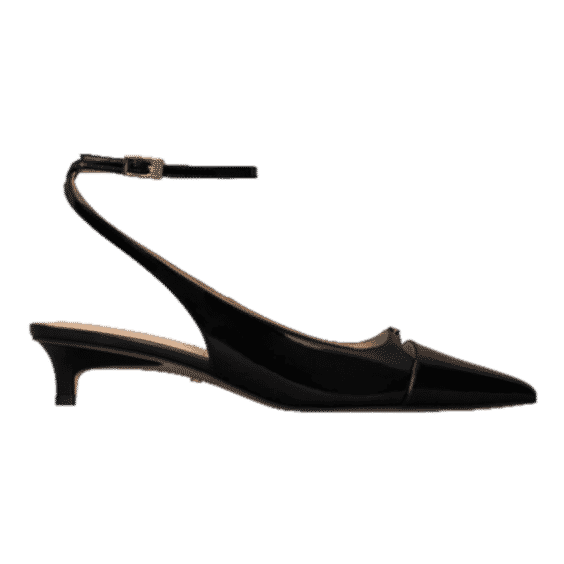 Leather Kitten-Heel Pumps 