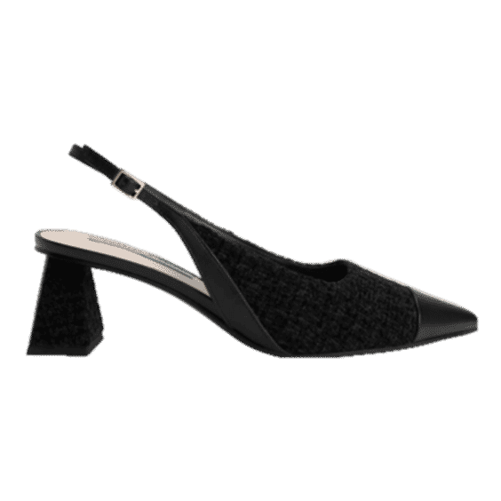 Tweed Toe Cap Slingback Pumps