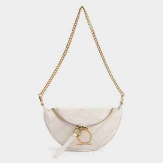 Philomena Wrinkled-Effect Half-Moon Crossbody Bag