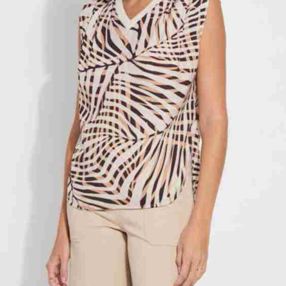 Aura Rib Trim Printed Top