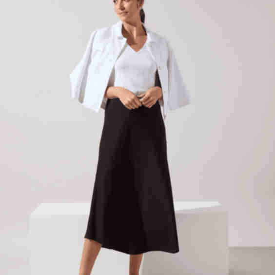 Drapey Ponte A-Line Midi Skirt