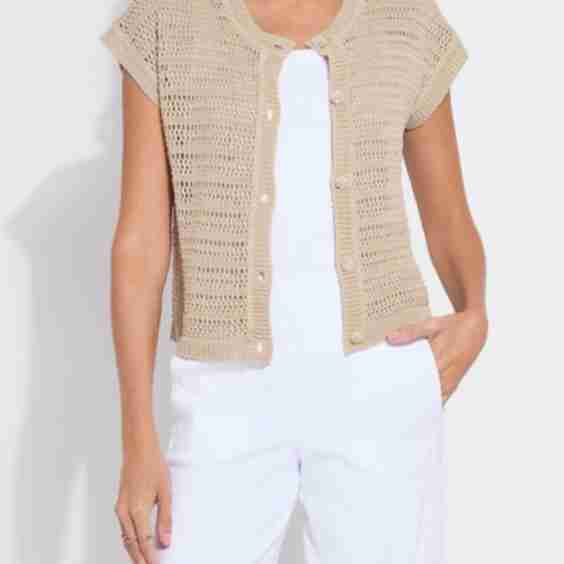 Brisa Linen Mesh Sleeveless Cardi