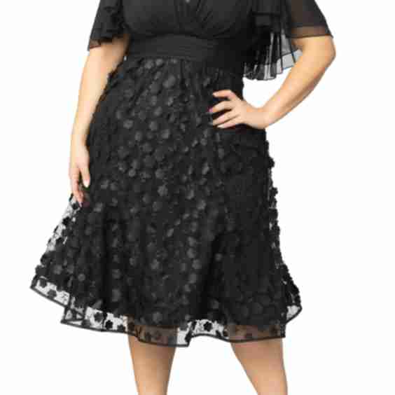 Pretty Petals Flutter Sleeve Cocktail Dress Plus