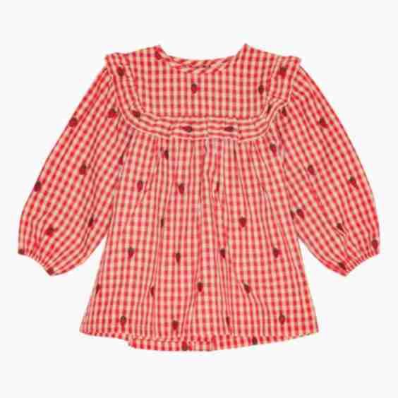 Molly LS Dress in Berry Gingham