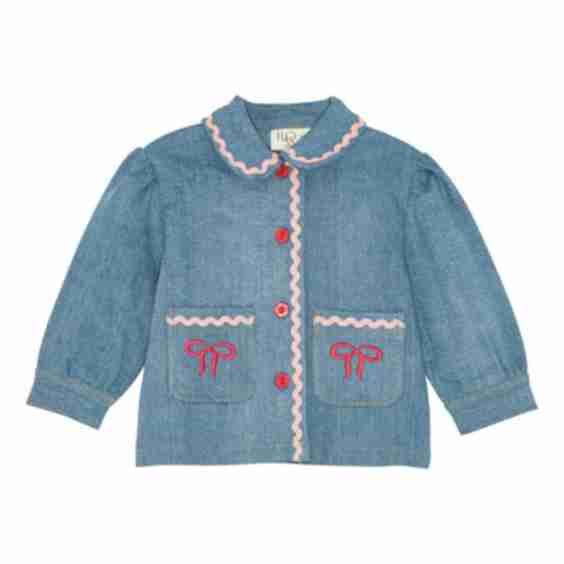 Hazel Denim Jacket with Ric Rac and Bow Embroidery