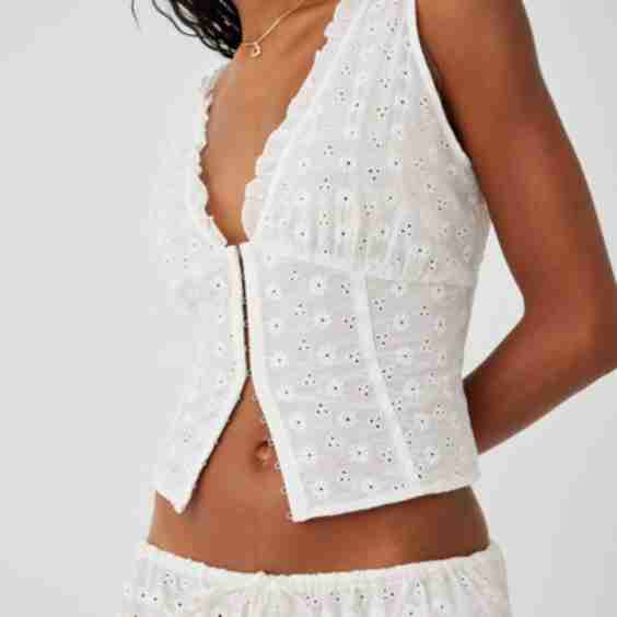 Tea Eyelet Ruffle Tank