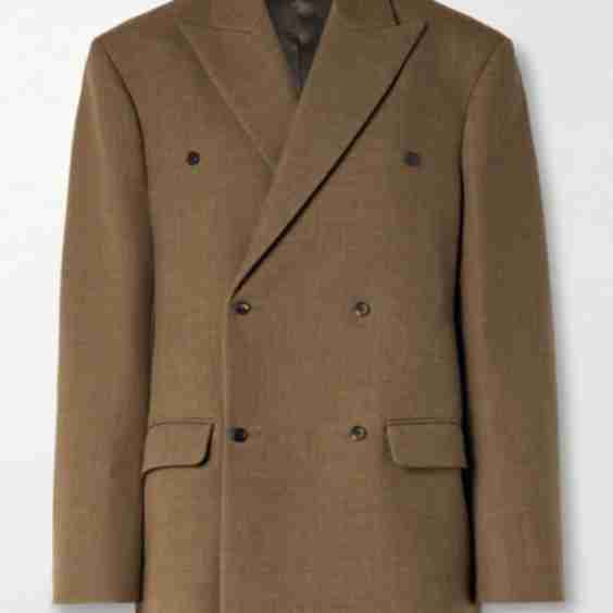 Oversized double-breasted wool-twill blazer