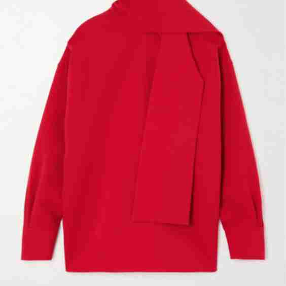 Scarf-detailed twill blouse