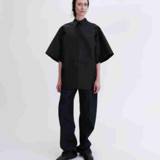 Short Sleeve Overshirt in Silk Wool Couture