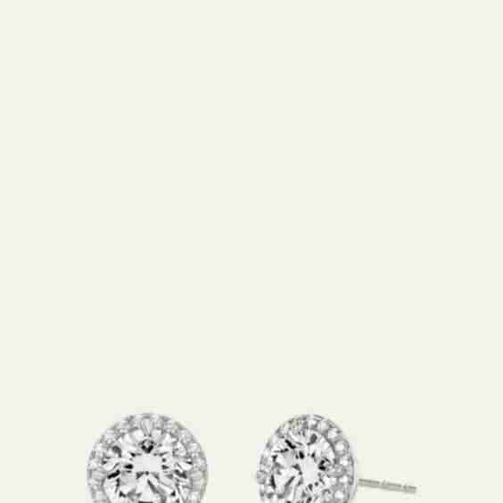 14K White Gold Brilliant Round Halo Lab Grown Diamond Stud Earrings, 1.00tcw