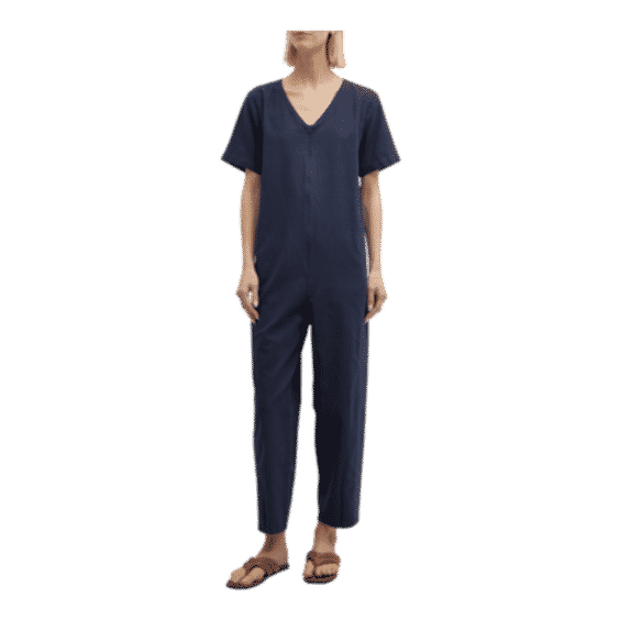 Petite Cropped V-Neck Zip-Front Jumpsuit