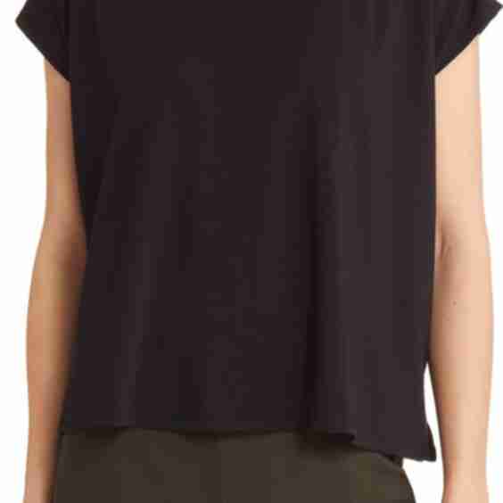 Mock Neck Cap Sleeve T-Shirt